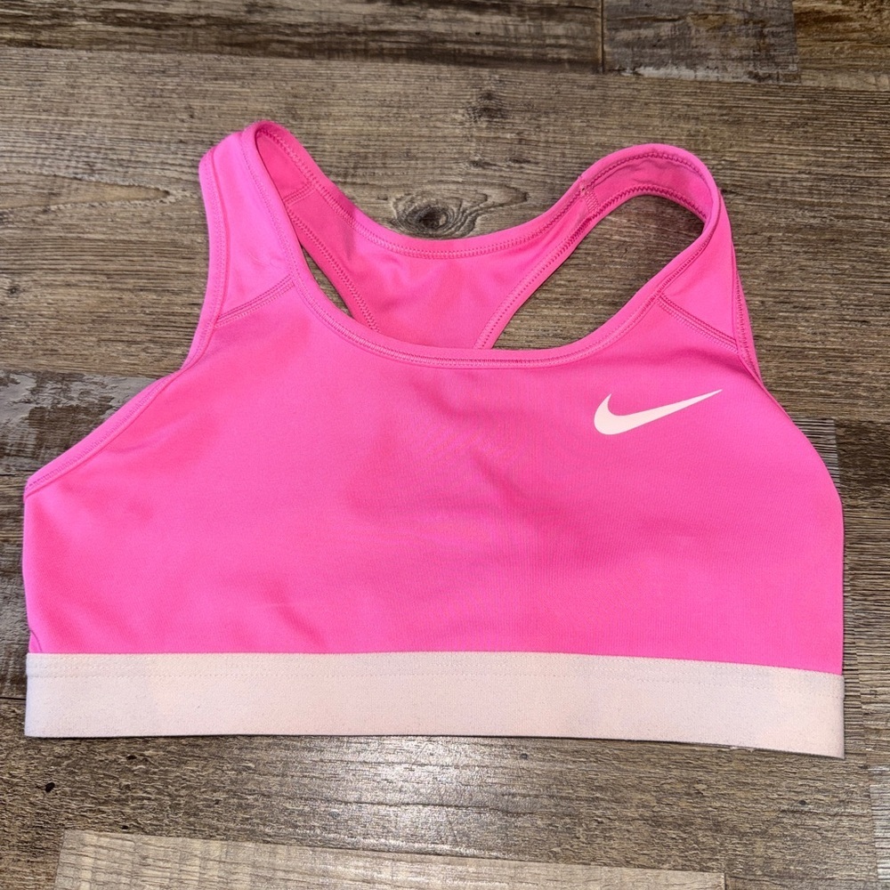 Nike Dri Fit Pink Racerback Sports Bra Medium Support Workout Gym Women‎ S